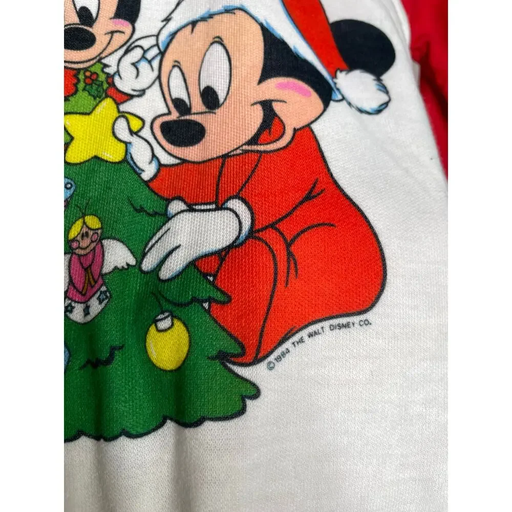 NEW Vintage 1984 Walt Disney Co Christmas One Piece Footie Mickey Minnie NEWBORN
